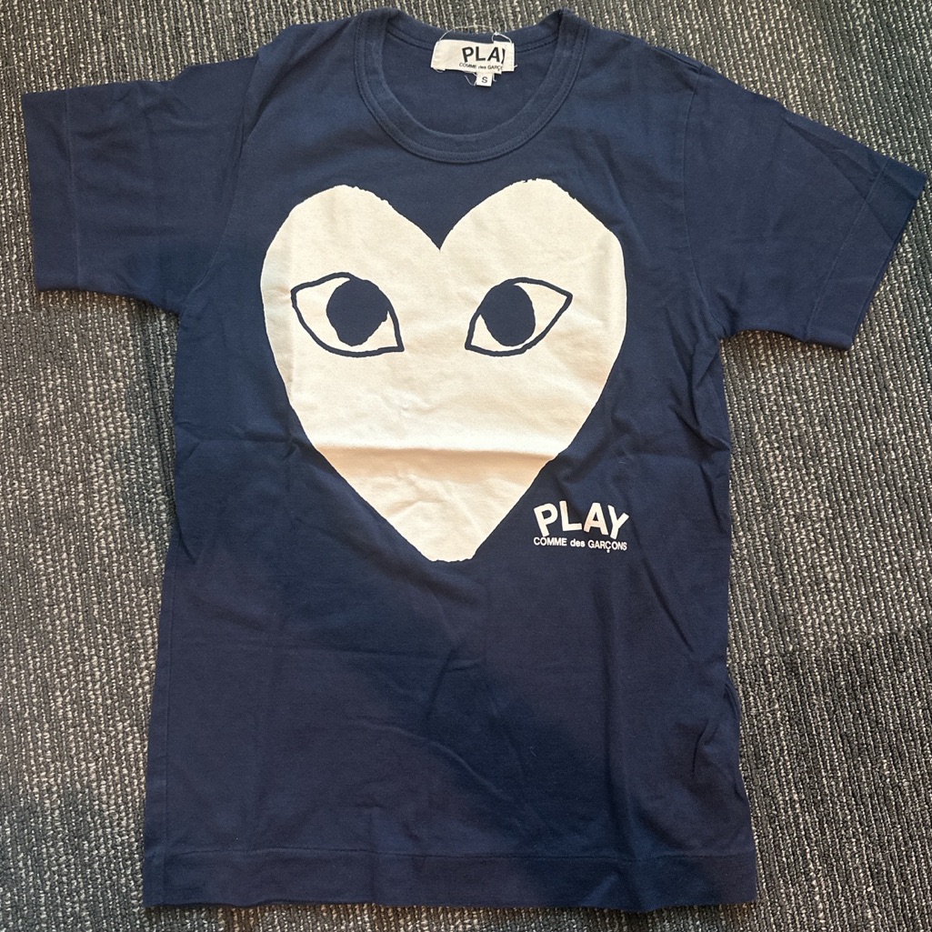 Cdg Play Navy Blue Tshirt